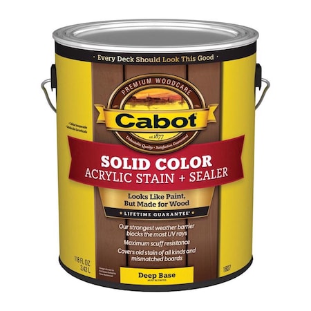 Cabot Cabot Solid Color Acrylic Stain & Sealer Solid Tintable Deep Base Acrylic Deck Stain 1 gal 140.0001807.007